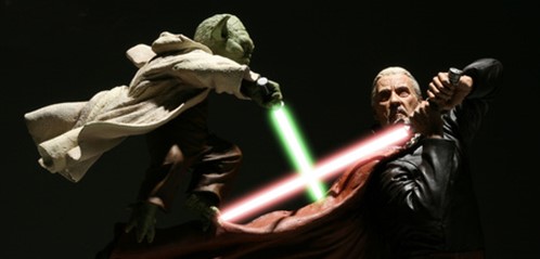 Luta entre Mestre Yoda e Lorde Sith Conde Dooku