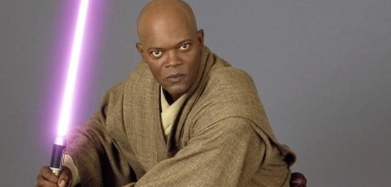 Mestre Jedi Mace Windu. Interpretado pelo ator Samuel L. Jackson