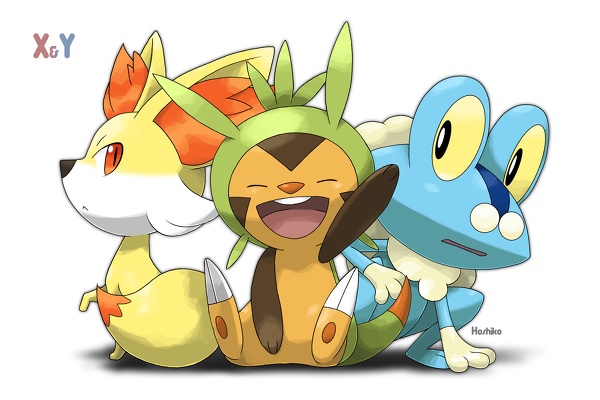 Chespin (Tipo Planta)

Fennekin (Tipo Fogo)

Froakie (Tipo Água)

Pokémon