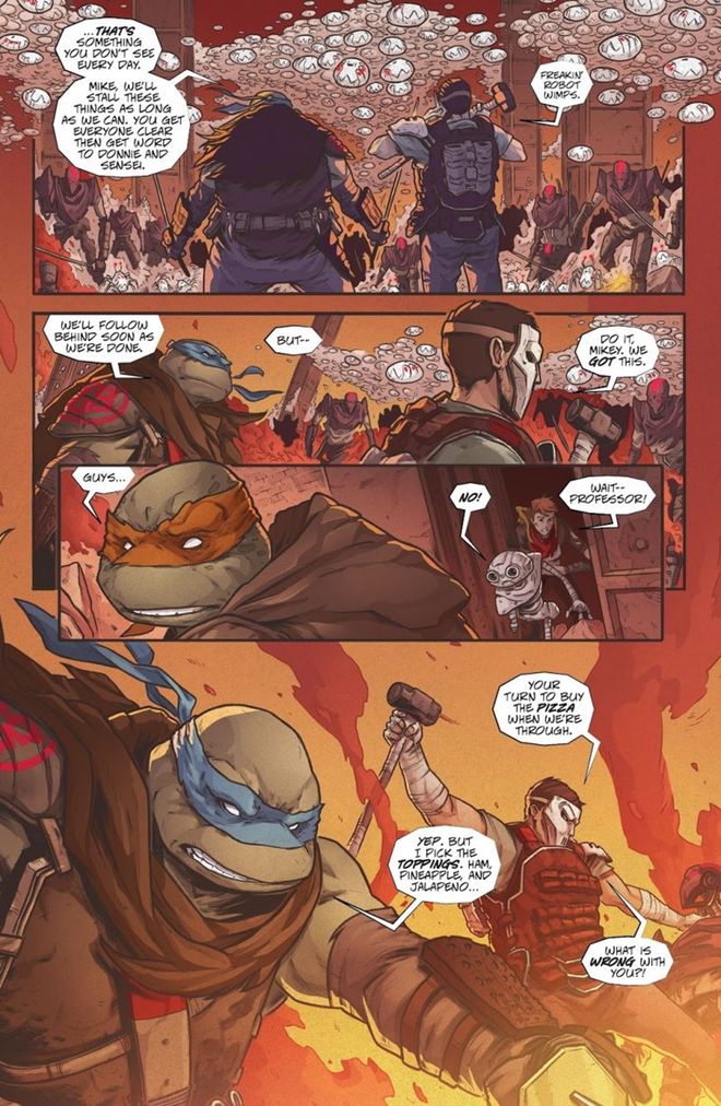 Morte de Leonardo e Casey Jones em Tartarugas Ninja: O Último Ronin (Reprodução: IDW)
